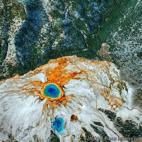 Grand Prismatic Hot Spring Yellowstone National Park Satellite Image