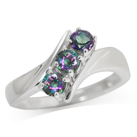 3 Stone Mystic Fire Topaz 925 Sterling Silver Ring Mystic Topaz Ring