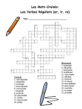 French Regular Er Ir Re Verb Crossword Puzzle By World Language