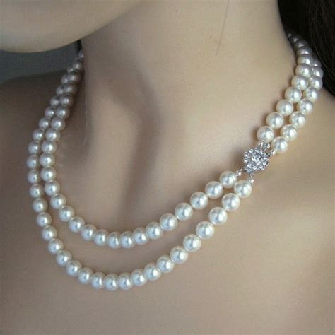 Wedding Jewelry Double Strand Pearl Necklace Pearl Bridal