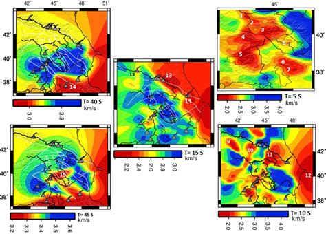 Rayleigh Wave Group Velocity Tomography Maps And Hotspots The Numbered