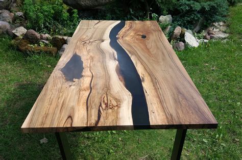 Sold Live Edge River Walnut Table With Black Epoxy Sold