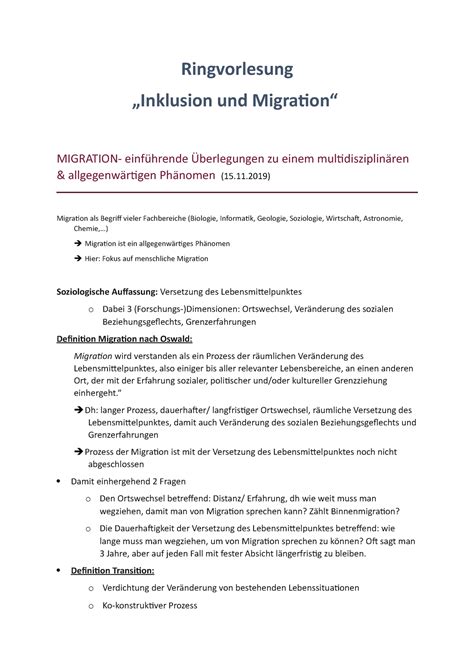 Ringvorlesung Zusammenfassung Ringvorlesung Inklusion Und Migration