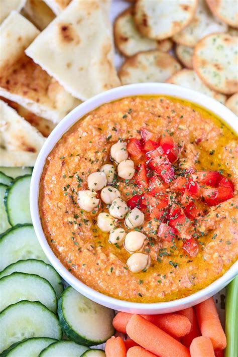 Roasted Red Bell Pepper And Chickpea Hummus Recipe Vegan Hummus