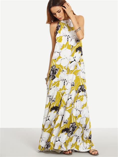 Shop Multicolor Floral Sleeveless Maxi Dress Online Shein Offers Multicolor Floral Sleeveless