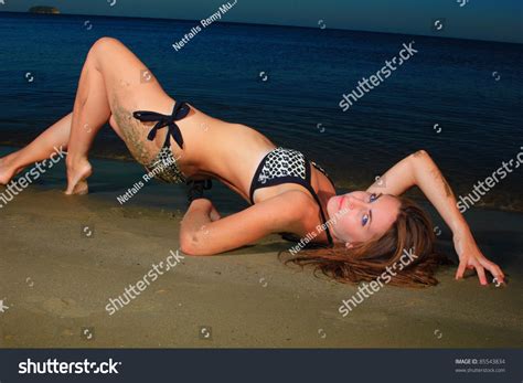 Sexy Bikini Model Posing On Beach Stock Photo 85543834 Shutterstock