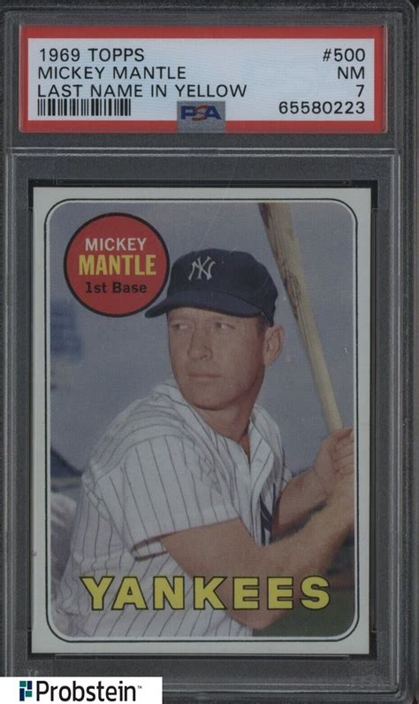 Mickey Mantle Topps Base Last Name In Yellow Price Guide