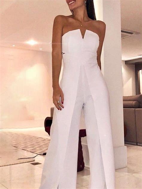 Womens Jumpsuit Elegant Solid Color Off Shoulder V Neck Jumpsuit