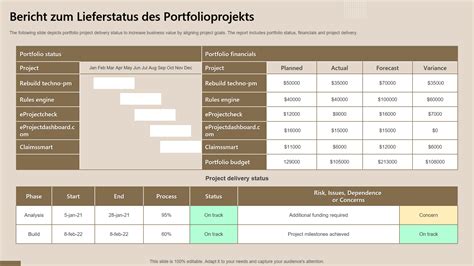 5 besten Vorlagen für Portfolio Projektstatusberichte mit