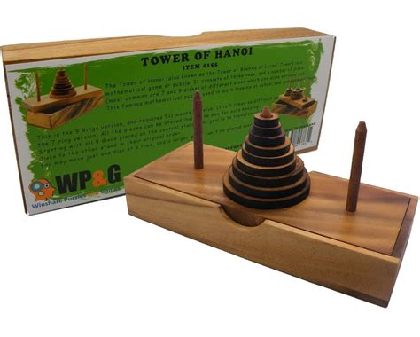 Tower Of Hanoi 9 Rings Wooden Brain Teaser Puzzle 155