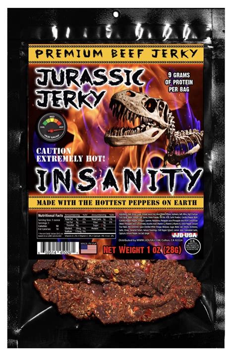 Jurassic Jerky Insanity Beef Dhf10 Jerky Made With The Ghost Habanero And Carolina Reaper The