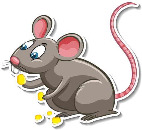 A Sticker Template Of Rat Cartoon Character Vector Art At Vecteezy