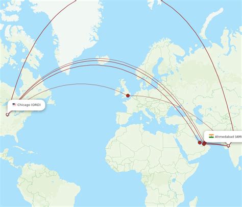 All Flight Routes From Ahmedabad To Chicago Amd To Ord Flight Routes