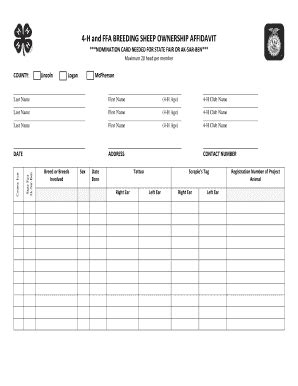 Fillable Online Extension Unl 4 H And FFA BREEDING SHEEP OWNERSHIP