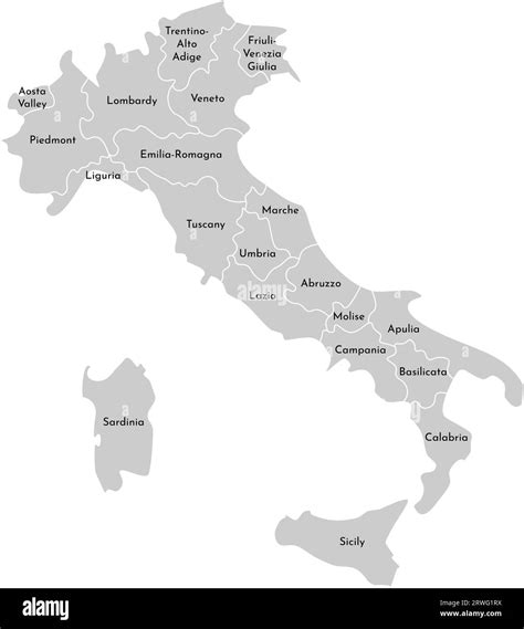 Vector Isolated Illustration Of Simplified Administrative Map Of Italy