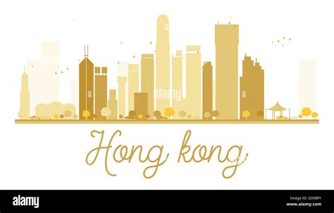 Hong Kong City Skyline Golden Silhouette Vector Illustration Simple