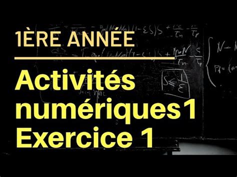 1ère année Chapitre 1 Activités numérique 1 pgcd algorithme d Euclide