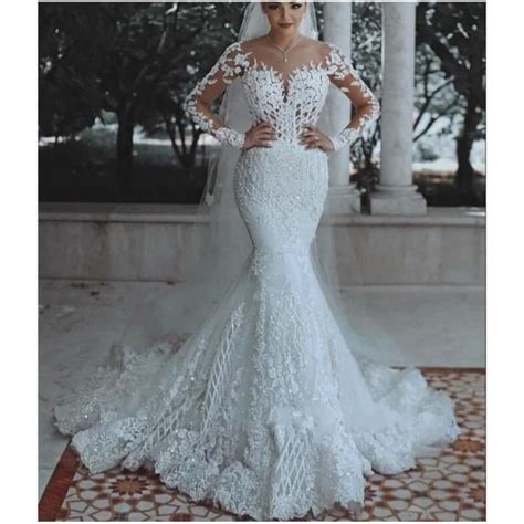 Robe De Mari E Sir Ne En Dentelle Avec Effet D Illusion Et Appliques De