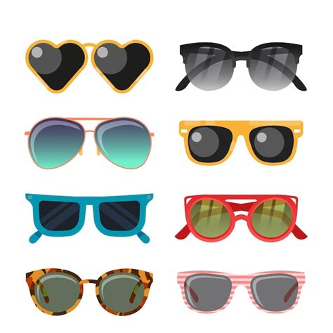 Premium Vector | Cute big set of colorful sunglasses Different shapes ...