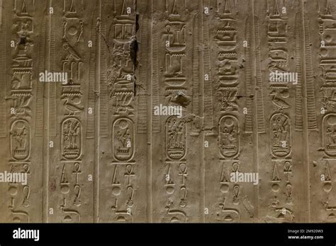 Hieroglyphs in the Temple of Seti I (Great Temple of Abydos), Egypt ...