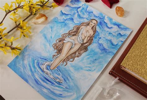 Aphrodite Mixed Media Painting Beautiful Nude Woman Artwork Greek Goddess Art Naked Aphrodite