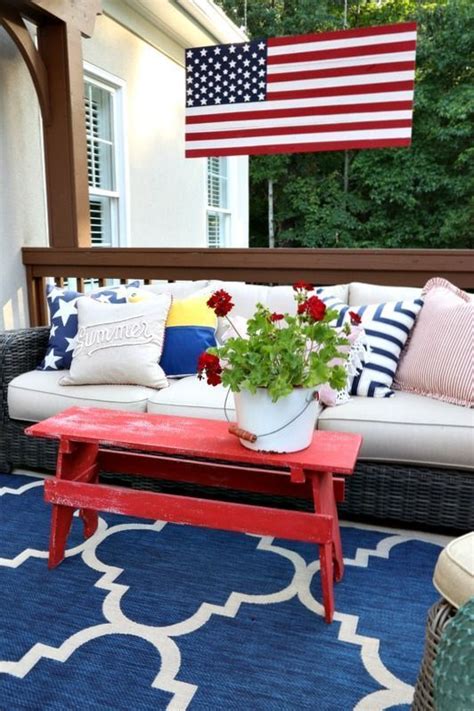 Patriotic Deck Red Patio Decor Blue Outdoor Decor Blue Patio Decor