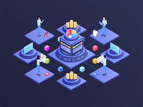 E Commerce Integrated Accounting Isometric Illustration Dark Gradient