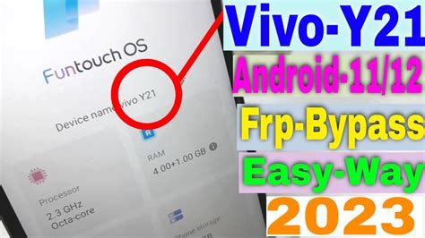 VIVO Y21 FRP BYPASS 2023 VIVO Y21 V2111 ANDROID 11 12 FRP REMOVE