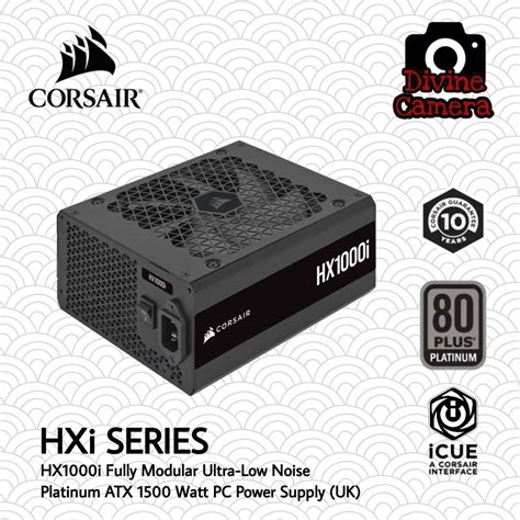 Corsair HX1000i Fully Modular Ultra-Low Noise Platinum ATX 1000 Watt PC Power Supply CP-9020214 ...