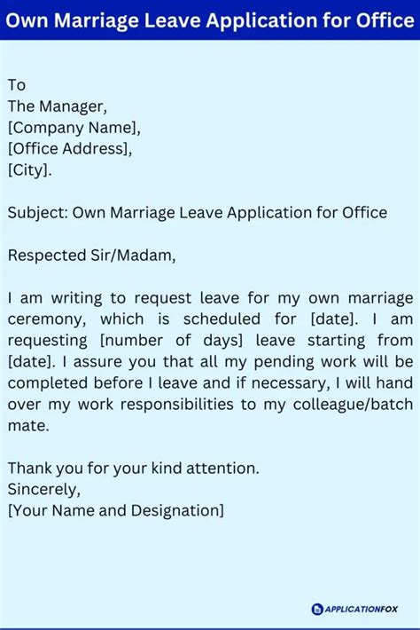 5 Samples Marriage Leave Application For Office