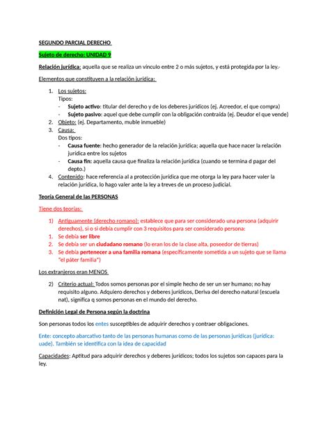 Segundo Parcial Derecho Segundo Parcial Derecho Sujeto De Derecho