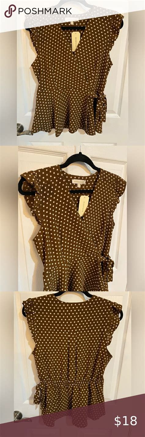 Monteau Los Angeles Polka Dot Wrap Top Xl White Polka Dot Polka Dots