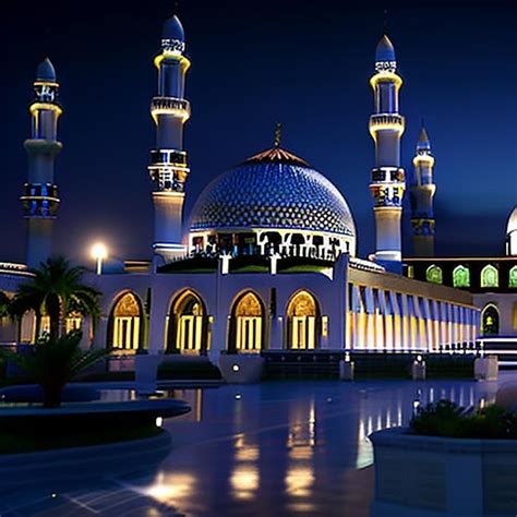 Premium Ai Image Sultan Qaboos Mosque With Night View