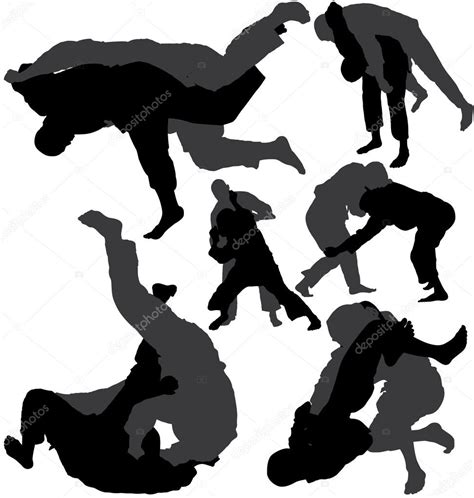 Jujitsu Jiu Jitsu Vector Silhouettes Stock Vector Denniro