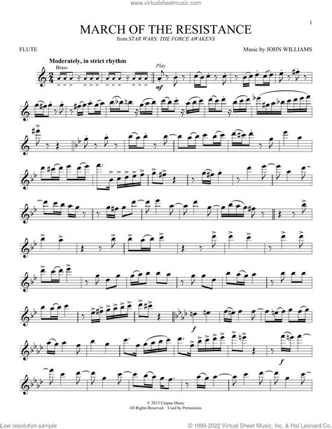 March Of The Resistance From Star Wars The Force Awakens Sheet Music For Flute Solo