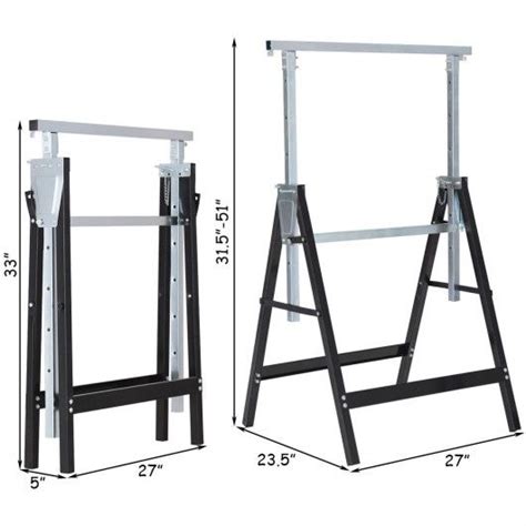 2 Pack Sawhorse Height Adjustable Easy To Assemble Folding Heavy Duty