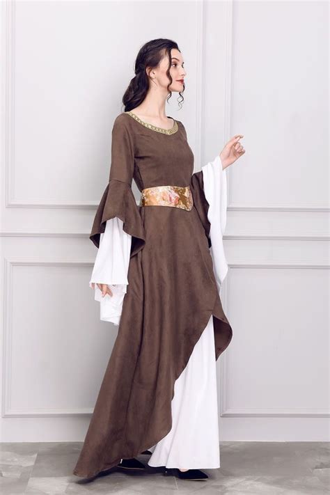 Women Medieval Renaissance Bell Sleeve Celtic Gown Maxi Dress Cosplay