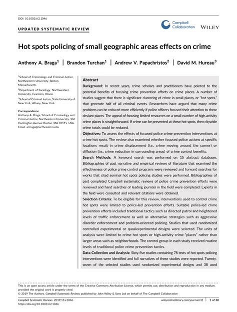 PDF Hot Spots Policing Of Small Geographic Areas Effects On Crime