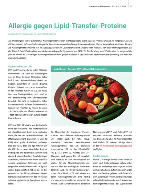 Pdf Allergie Gegen Lipid Transfer Proteine