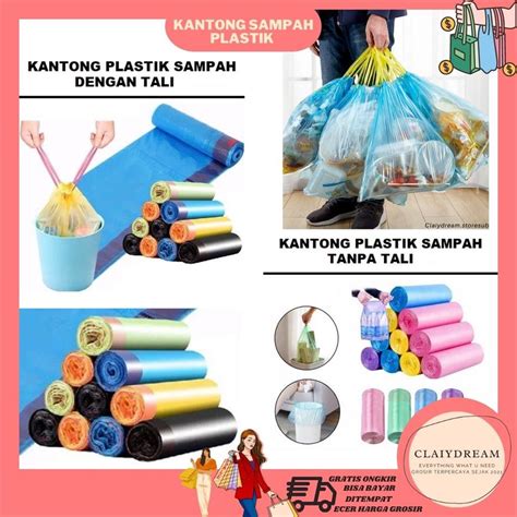 Jual CLAIYDREAM Kantong Plastik Sampah Roll Ukuran 45x50Cm Dengan Tali