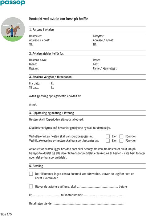 Kontrakt Ved Avtale Om Hest På Helfôr Pdf Free Download
