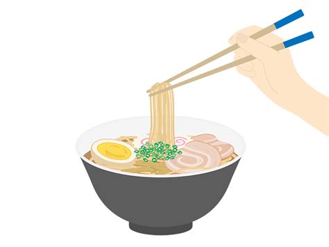 箸で食べる、醤油ラーメンの無料イラスト イラストセンター