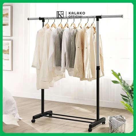 Stand Hanger Gantungan Baju Gawang Besi Kuat Stainless Single Berdiri