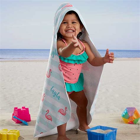 Flamingo Personalized Hooded Beach Towel