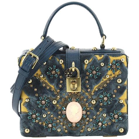 Dolce And Gabbana Treasure Box Bag Embellished Fabric And Lizard