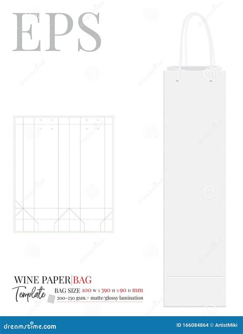 Wine Paper Bag With Handle Template Vector With Die Cut Laser Cut