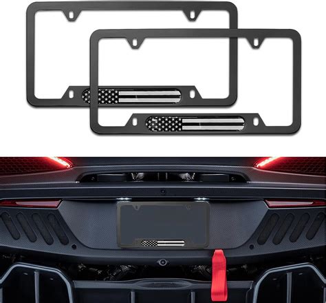 Amazon QODOLSI Pack 2 Car License Plate Frame American Flag