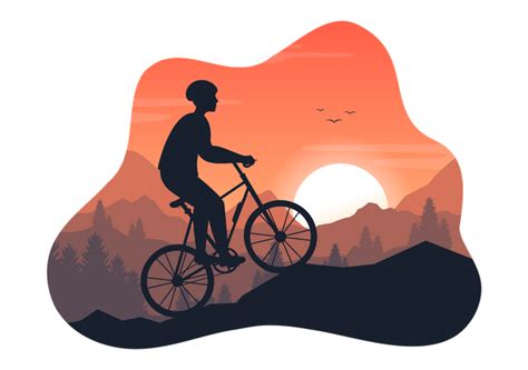 Best Premium Mountain Biking Illustration download in PNG & Vector format