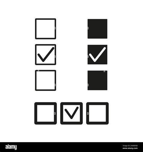 Set Of Check Mark Box Icons Various Selection Signs Black And White