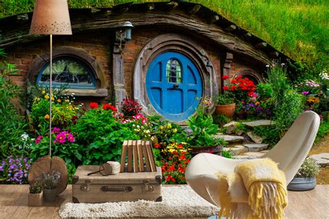 Wallpaper Hobbit Hole In Hobbiton Hobbit Hole Wallpaper Etsy